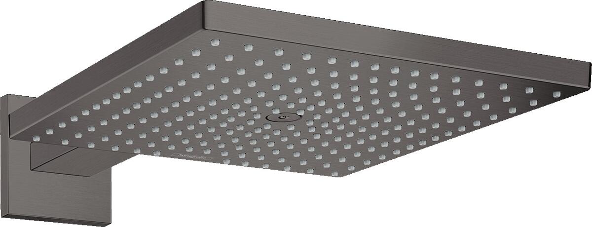 hansgrohe Raindance E Duschkopf 300 1 Strahlart mit Brausearm, Metall, 17 l/min, 300 x 300 mm, Brushed Black Chrome, (26238340)