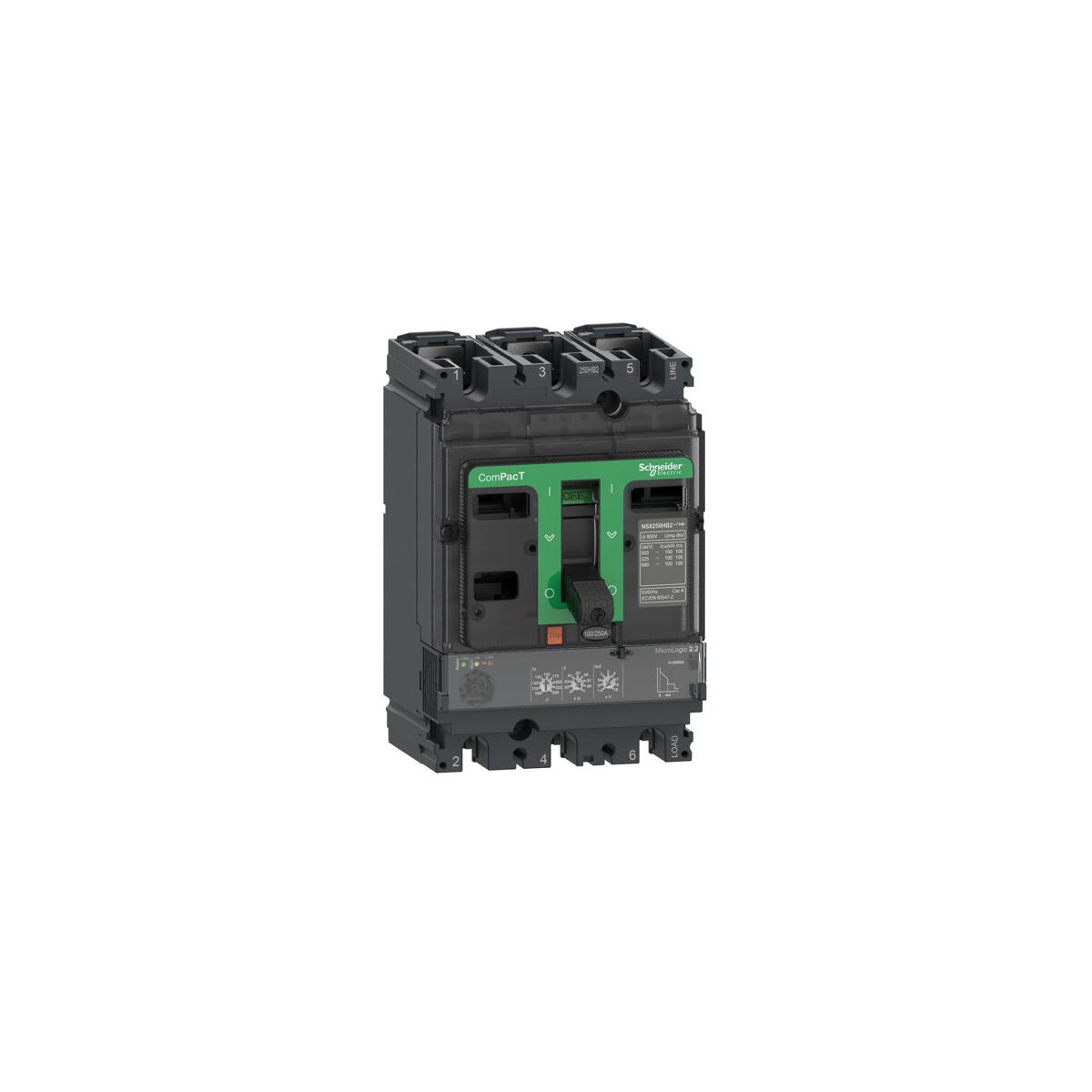 Schneider Electric ComPacT NSX100N Kompaktleistungsschalter, 2.2 3P3D, 100A, 50kA/415V AC (C10N32D100)
