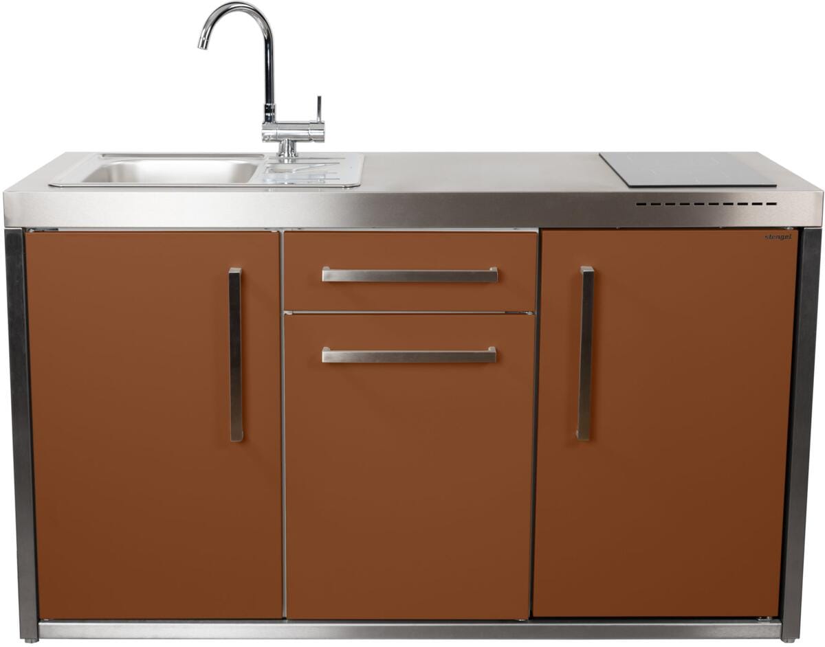 Stengel MO 150 S Miniküche Outdoor, Induktionskochfeld rechts, Schublade, lavabraun (2215010038016)