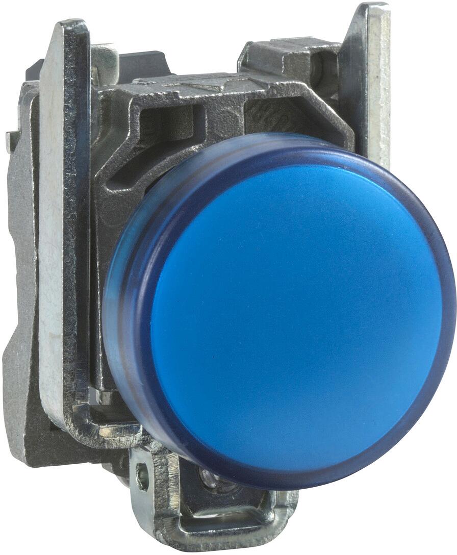 Schneider Electric XB4BVM6 Harmony XB4 Leuchtmelder Metall, 22mm, universelle LED, glatte Kalotte, Schraubklemme, 230-240V AC, blau