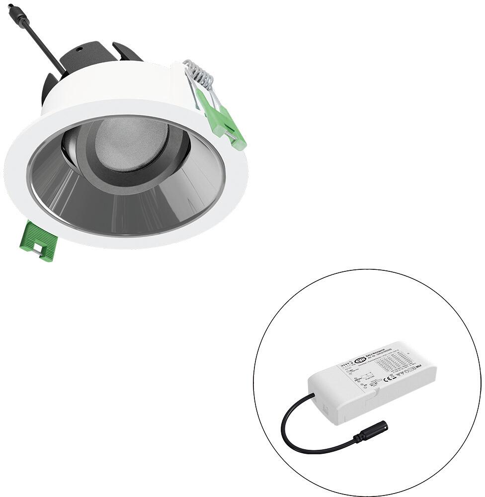 EVN SELECTO LED Deckeneinbau, rund, dreh-/schwenkbar, IP20, 220-240V/AC, 6W, 2700K, 735lm, inkl. Netzgerät, DALI, Reflektor silber/hochglänzend, 1.035