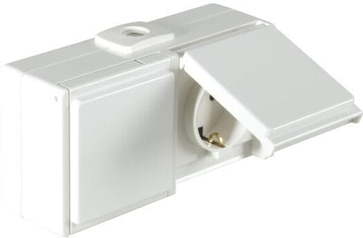 OPUS Aqua Schutzkontakt-Steckdose, 2-fach, waagerecht, Aufputz, Feuchtraum, reinweiß (753.656.02)