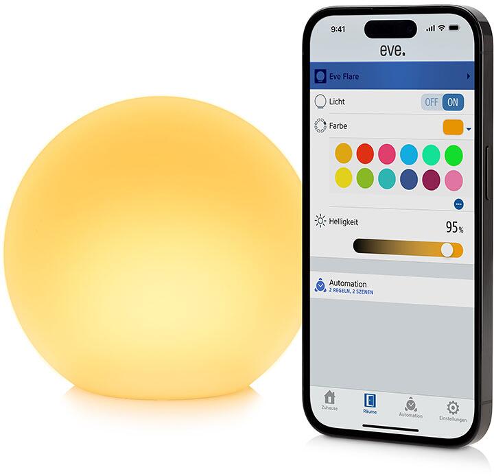 Eve Flare Portable smarte LED-Leuchte, Ø25cm, 90lm, IP65 (10EBV8701)