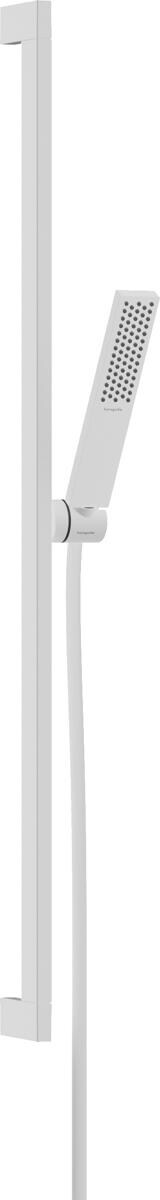 hansgrohe Pulsify E Duschset 100 1 Strahlart wassersparend mit Duschstange 90 cm, Messing, 8 l/min, 100 x 25 mm, Mattweiß (24380700)