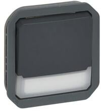 Legrand Plexo Wechselschalter IP55 – Beleuchtet, Wasserdicht, 10 A, Anthrazit, Mit Schnellanschluss
