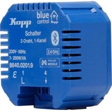 Kopp 864002019 Schalter 1-Kanal, 2-Draht, mit Bluetooth Mesh-Technologie, Blue-control Schaltaktor, blau, 5 Stück