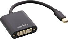 InLine Mini DisplayPort zu DVI Adapter Aluminium, schwarz, 0,15m (17194S)
