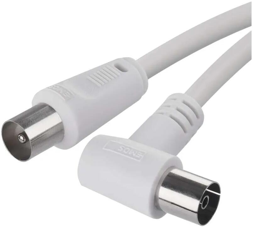 EMOS S30210 Antennen-Koaxialkabel, geschirmt, Winkelstecker, Länge 2,5m, weiß (2333130251)