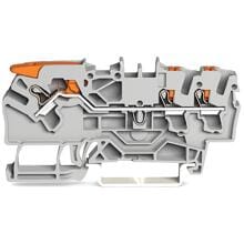 Wago 2102-5301 3-Leiter-Durchgangsklemme mit Hebel, Drücker, 2,5mm², Push-in Cage Clamp, grau