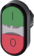 Siemens 3SU1000-3AB42-0AK0 Doppeldrucktaster, 22 mm, rund, Kunststoff, grün: I, rot: O, Druckknöpfe, flach