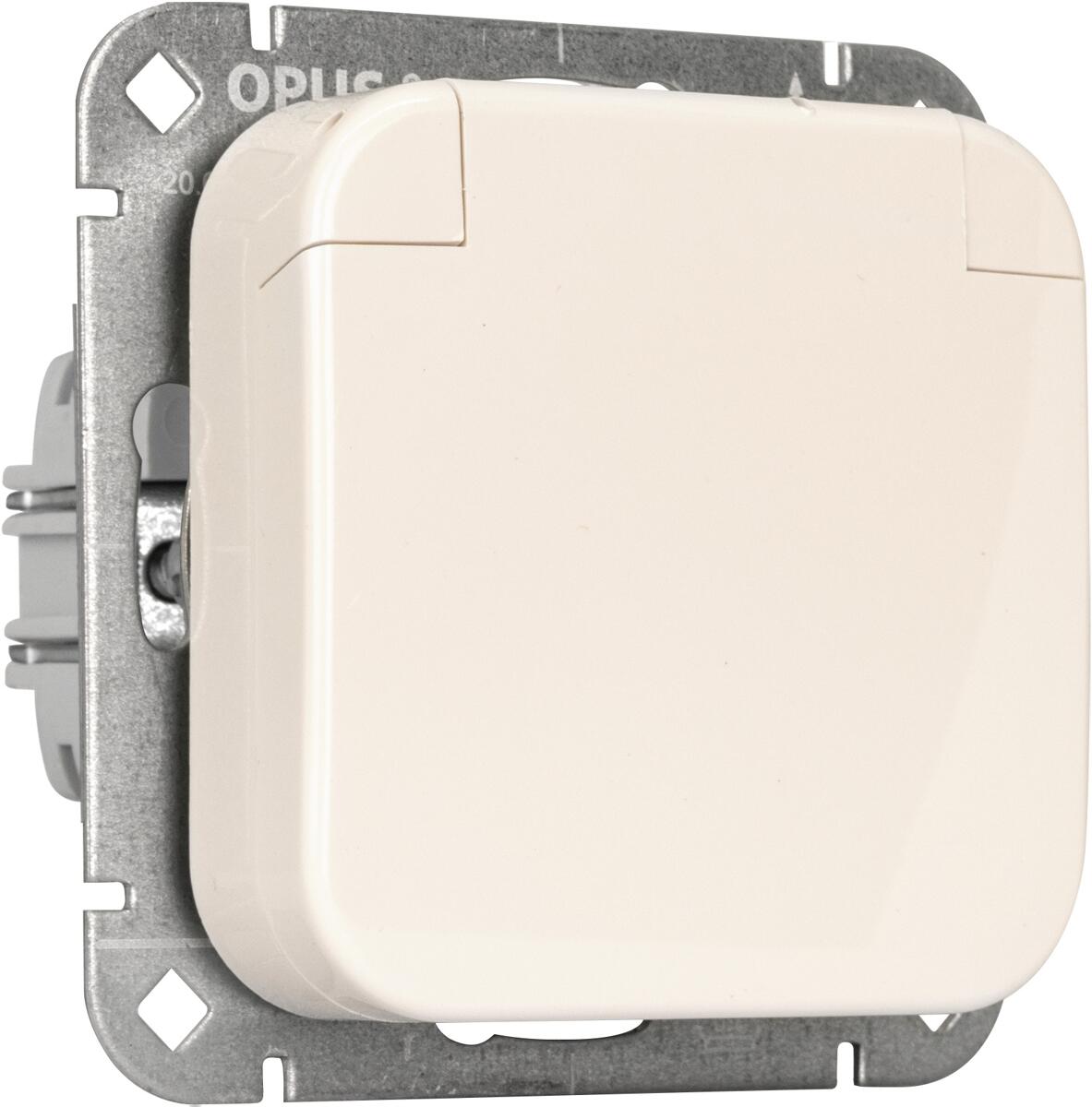 Opus Schutzkontakt-Steckdose Mit Klappdeckel – Braun, 250V/16A, Unterputz, IP20