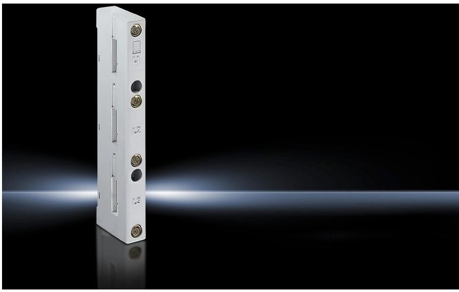 Rittal SV 9340.000 Sammelschienenhalter, 3-polig, 60 mm Schienenmittenabstand, für Sammelschiene BH: 12x5-30x10 mm, 1 VE/Pack = 4 Stück