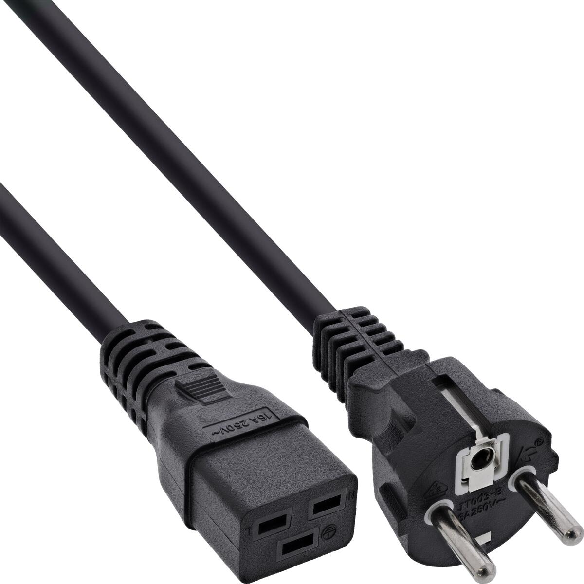 InLine Netzkabel 16A, Schutzkontakt gerade / Kaltgerätestecker IEC320/C19, 5m (16658G)