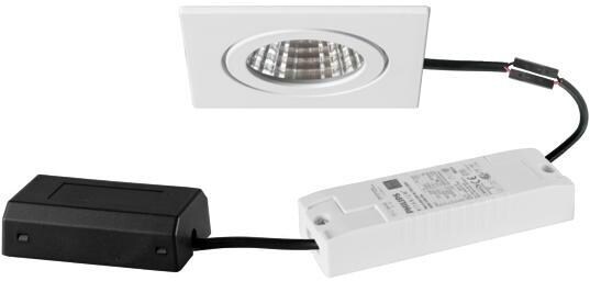Brumberg ITANSA-S BB16 LED-Einbaudownlight, 230VAC, 50Hz, 38°, 6W, 730lm, 3000K, CRI>80, dimmbar DALI, mit Anschlussbox, quadratisch, weiß matt (41476