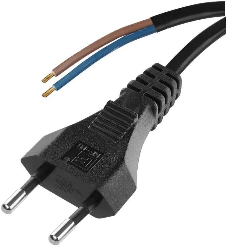 EMOS S19275 Netzkabel, H03VVH2-F, 2x 0,75mm², Länge 5m, PVC, schwarz (2401750232)