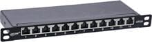 InLine 10" Patchfeld Cat.6A 0,5HE 12-fach, schwarz, mit Staubschutz (76819B)