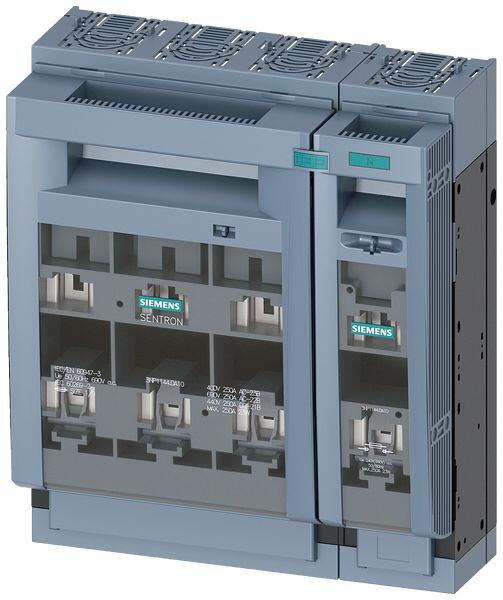 Siemens 3NP1144-1DA10 Sentron Sicherungslasttrennschalter 3NP1, 4-polig, NH1, 250 A, für Aufbau und Einbau auf Montageplatte, Flachanschluss, Abdeckeb