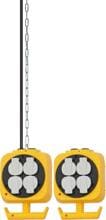 Brennenstuhl Pendel Stromverteiler / Hängeverteiler mit großem Werkzeug-Haken für innen (2 x 4 Schutzkontakt-Steckdosen, Made in Germany), gelb (1151760)