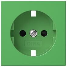 Gira 4921107 Abdeckung für SCHUKO-Steckdose, mit Shutter, mit Aufdruck "SV", System 55, grün glänzend