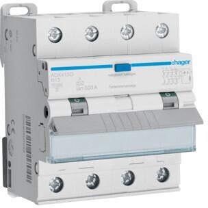 Hager ADX463D Fehlerstrom-Leitungsschutzschalter 4P 10kA C-13A 30mA Typ A