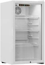 PKM GKS83W Flaschenkühlschrank, 44,5 cm breit, 90 L, Blaue LED Beleuchtung, weiß