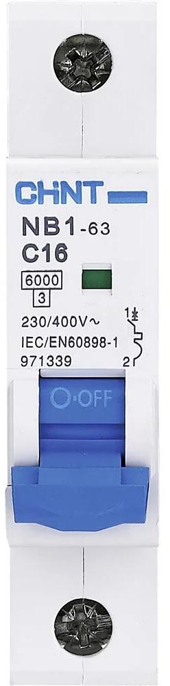 Chint NB1 Leitungsschutzschalter, 1-polig, Charakteristik B, 20 A, REG, weiß blau (179604)