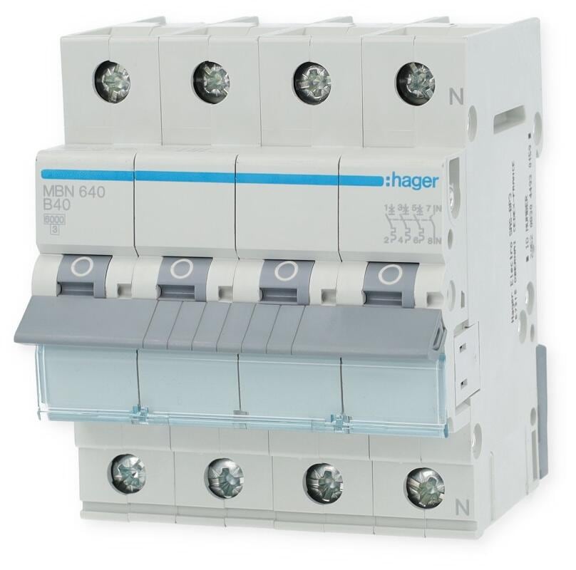 Hager MBN640 Leitungsschutzschalter 3P+N 6kA B-Charakteristik 40A 4 Module