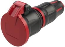 PCE Schutzkontaktkupplung, Serie TopTaurus2, KD nat IP54, schwarz/rot( 25712-sr )