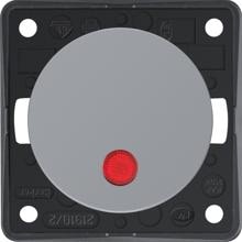 Berker 937522507 Kontroll-Ausschalter, 2-polig, mit Aufdruck "0", rote Linse, Integro Flow/Pure, grau glänzend