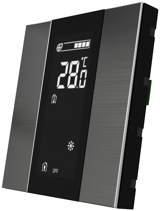 Interra iSwitch+ Raumsteuergerät, KNX, Wandmontage, 2 Tasten, LCD-Display, Edelstahl, Natur (ITR340-1220)