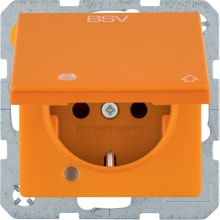 Berker 41516024 Steckdose SCHUKO beleuchtet mit Klappdeckel, erhöhtem Berührungsschutz, Aufdruck, Q.x, orange samt