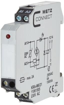 Metz Connect 11061505 Koppelbaustein KRA-M6/21, 1 Wechsler, 230 V AC