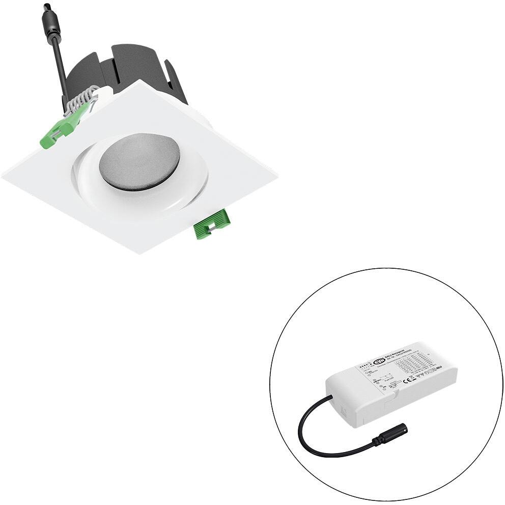 EVN SELECTO LED Deckeneinbau, quadratisch, schwenkbar, IP20, 220-240V/AC, 6W, 4000K, 809lm, inkl. Netzgerät, DALI, Reflektor weiß/matt, 2.363,00cd, me