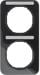 Berker 10122125 Rahmen, 2fach, senkrecht, mit Beschriftungsfeld, R.1, schwarz glänzend