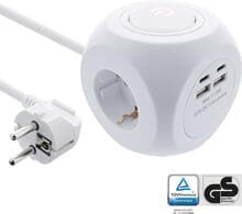 InLine Charging Cube, 3x Schutzkontakt, 2x USB-C, 2x USB-A, 2m