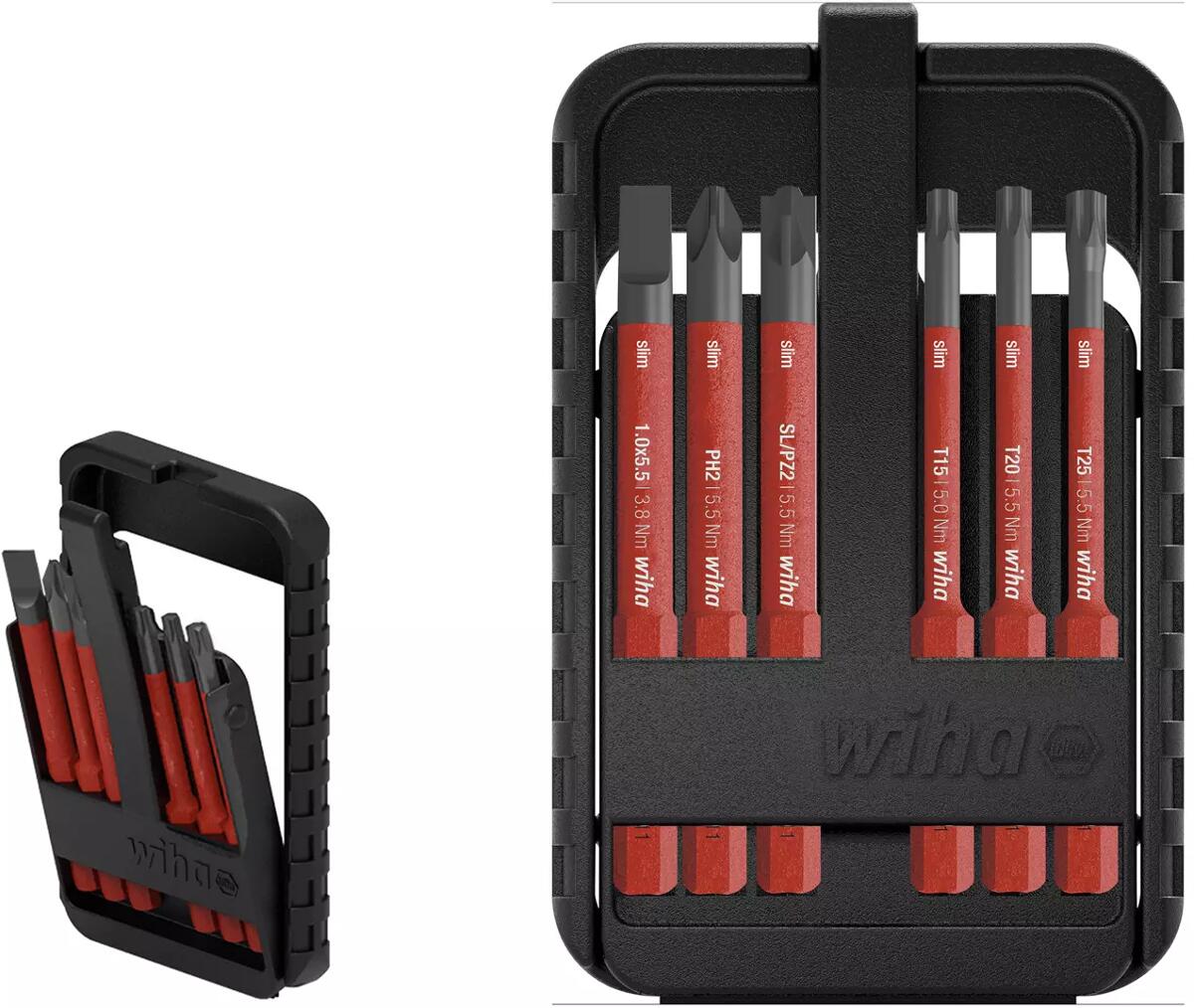 Wiha SB2831B906 Bit Set slimBit electric, gemischt, 7-tlg., mit slimBit-Box, rot (45804)