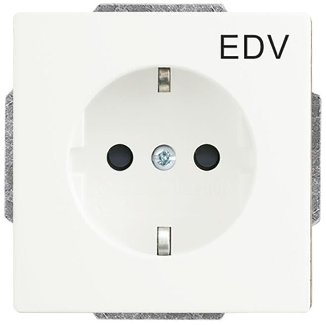 Busch-Jaeger 20 EUCKS/DV-884 SCHUKO Steckdosen-Einsatz mit Aufdruck "EDV, future linear, studioweiß matt (2CKA002013A5327)