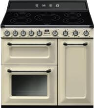 Smeg TR93IP2 EEK A und EEK B Range Cooker mit Induktionskochfeld, 90 cm breit, Kindersicherung, cremeweiß