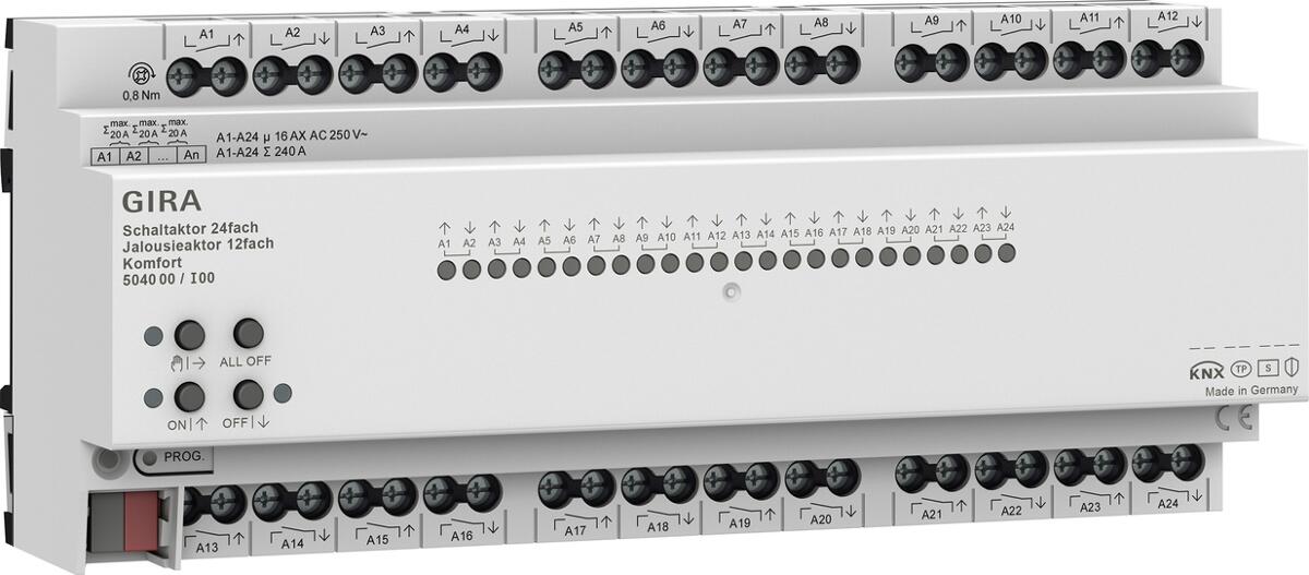Gira 504000 KNX Schaltaktor 24fach 16 A / Jalousieaktor 12fach 16 A Komfort