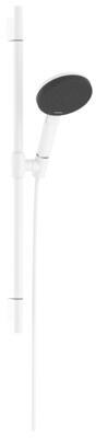 hansgrohe Raindance Alive Select S Duschset 125 3 Strahlarten wassersparend mit Duschstange Unica S Puro 65 cm, Messing, 7,1 l/min, 125 mm, Mattweiß,