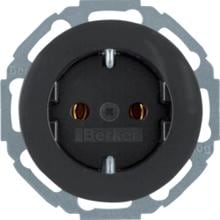 Berker 47552045 Steckdose SCHUKO mit erhöhtem Berührungsschutz, Serie R.Classic, schwarz glänzend