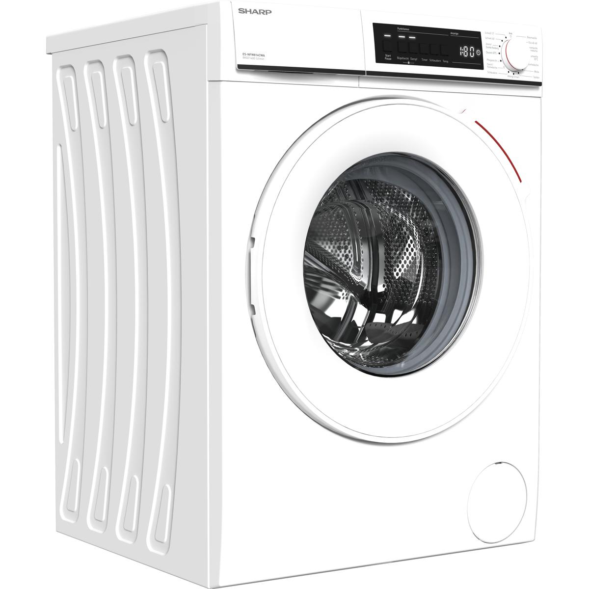 Sharp ES-NFW814CWA-DE Waschmaschine, AquaStop, U/Min, EcoLogic, Wagner Elektroshop AllergySmart, weiß 1400 DoubleJet