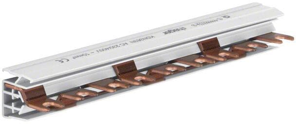 Hager KDN363N Phasenschiene, 3-polig, 63A, Gabel, 10mm², 9 Module, Länge 162mm