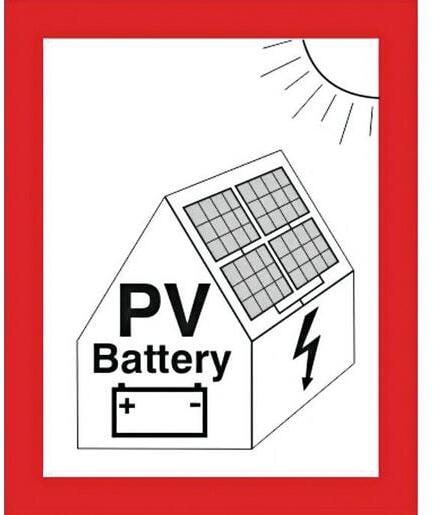 Cimco Brandschutzzeichen, Hinweisschild auf PV-Anlage + Batterie für "PV mit Batteriespeicher" (182798)