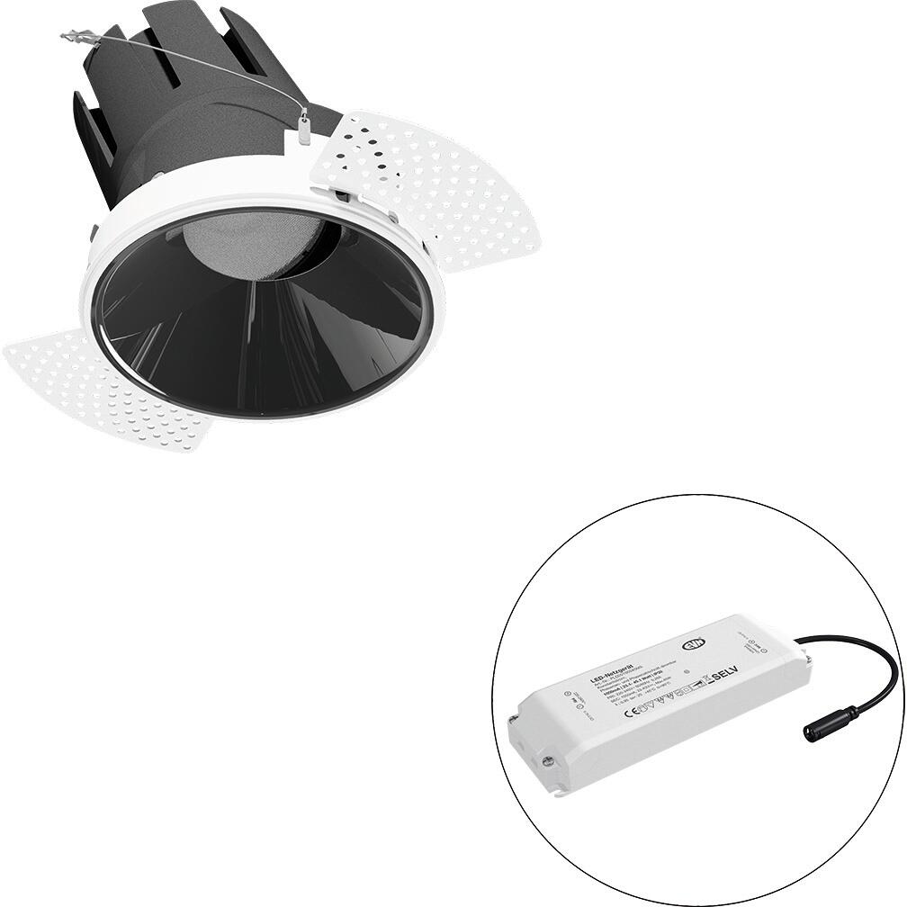 EVN SELECTO LED Deckeneinbau, rund, dreh-/schwenkbar, IP20, 220-240V/AC, 38W, 3000K, 4433lm, inkl. Netzgerät, Phase, Reflektor schwarz/hochglänzend, 3
