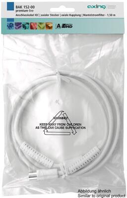 Axing BAK 992-00 Anschlusskabel 10,0m, IEC axialer Stecker/Kupplung, Stromfilter, weiß (BAK99200)