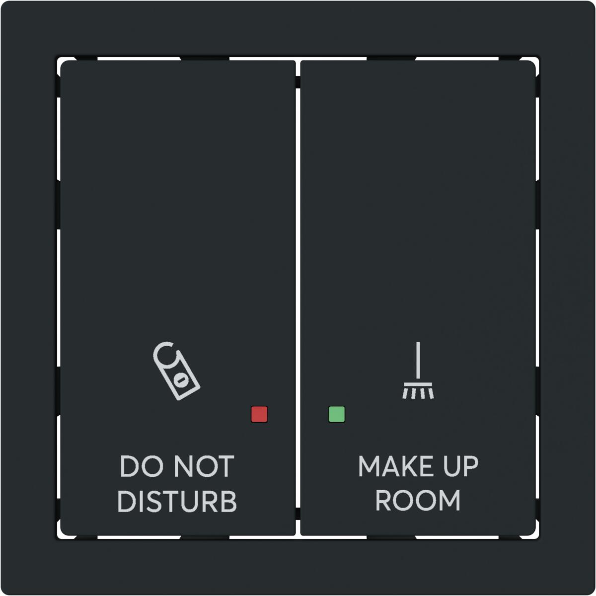 Busch-Jaeger 2058-24-45M Wippe für Elektronik-Kontrolltaster-Einsatz, Busch-art linear, Aufdruck DND/MUR, schwarz matt (2CKA001751A3316)