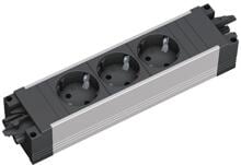 Bachmann STEP ALU Steckdosenleiste, 3-fach, schwarz/aluminium (906.18815)