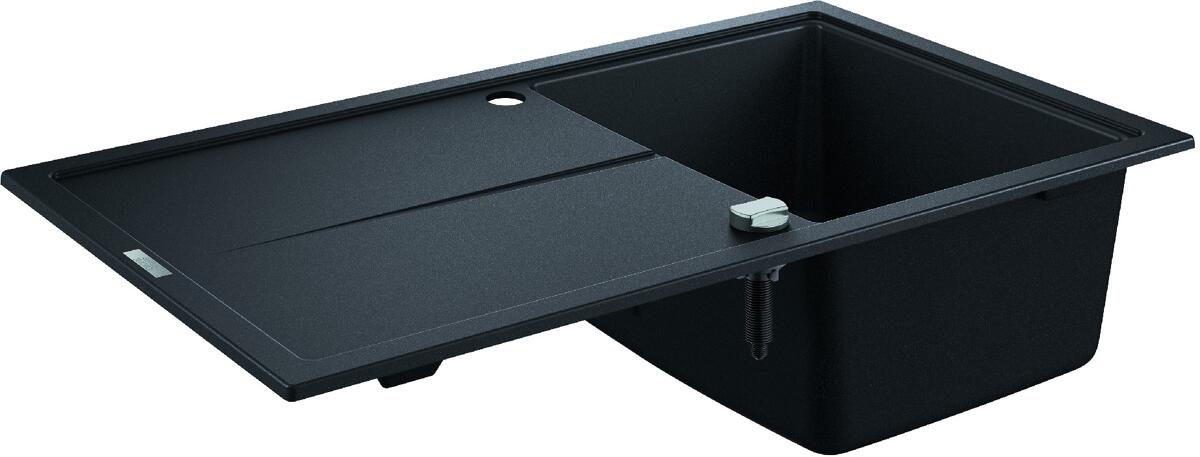 GROHE K400 Kompositküchenspüle, Einzelbecken, mit Abtropffläche, mit Ablauffernbedienung, reversibel, granit schwarz (31640AP0)