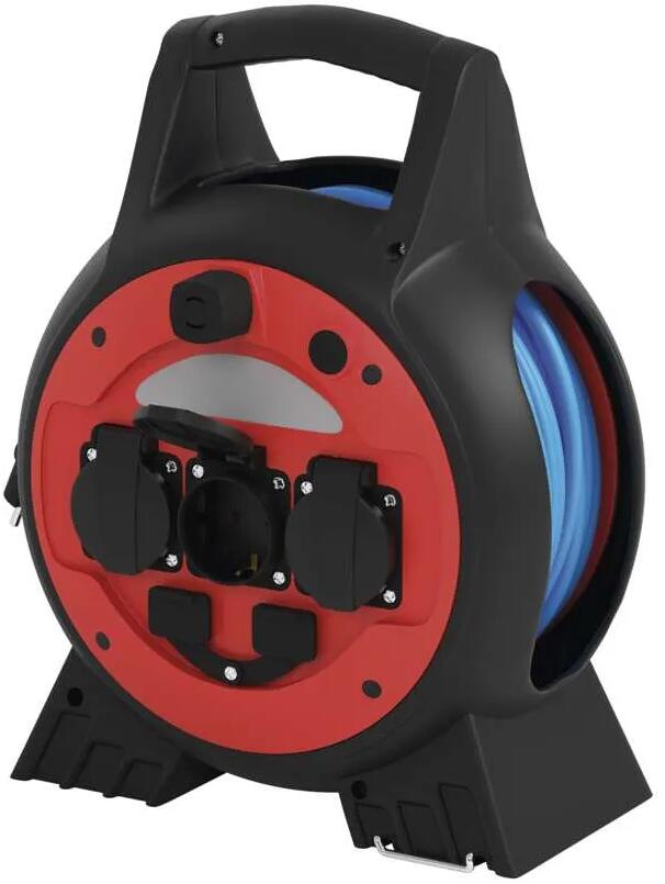 EMOS P08620W Kabeltrommel, wetterfest, 3 Steckdosen, Länge 20m, 1,5mm², PVC, blau (1928732000)